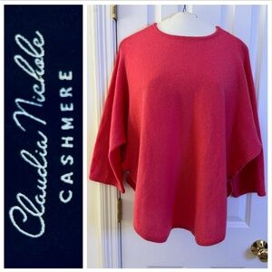 Claudia Nichole Cashmere Sweater Poncho Topper women sz small Pink oversized EUC